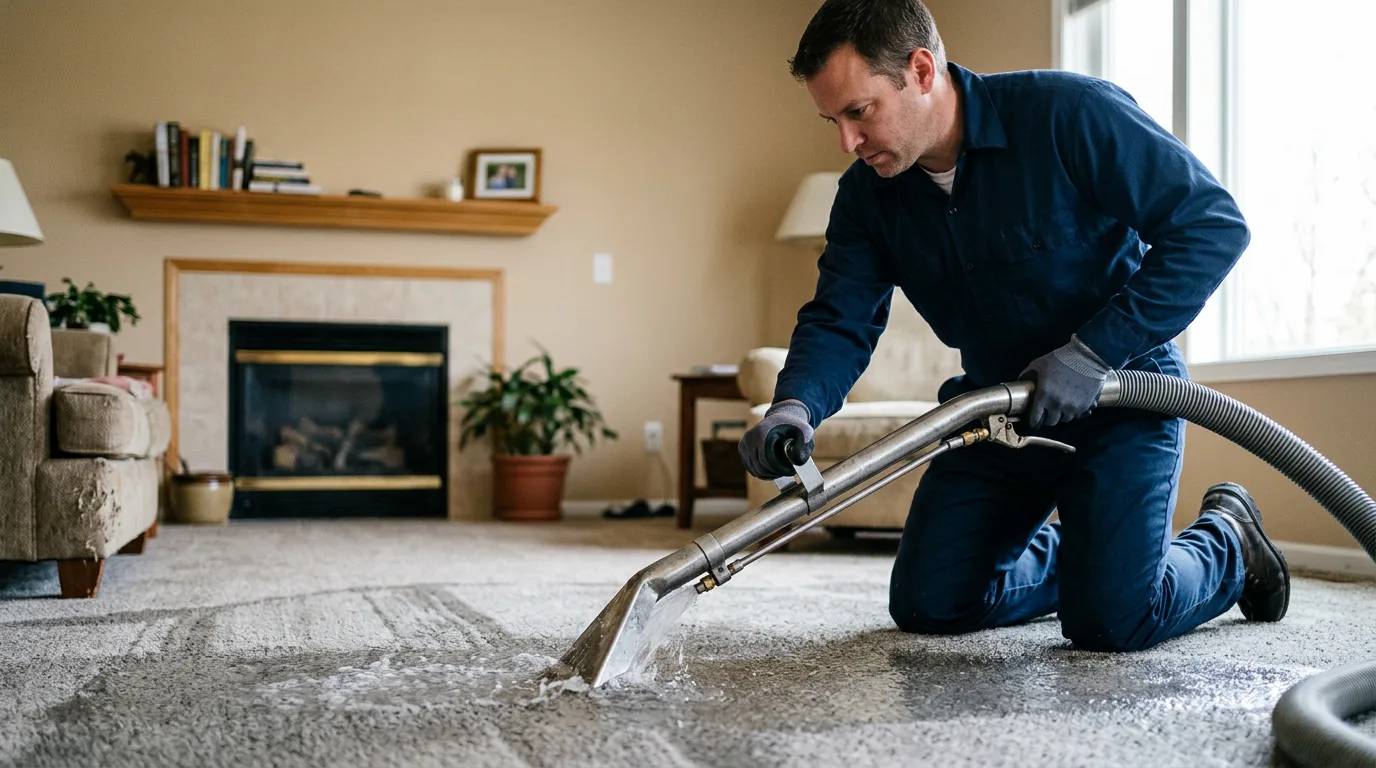 Water damage restoration technician working near Ridgecrest, NC